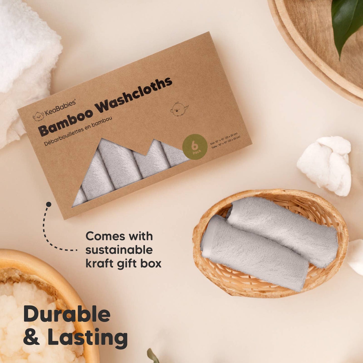 KeaBabies - 6-Pack Baby Wash Cloths