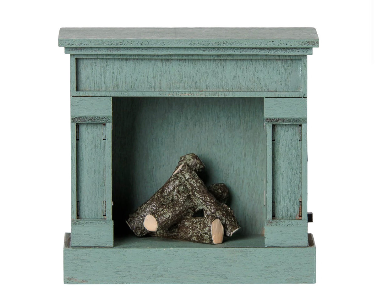 Maileg - Fireplace, Mouse - Blue