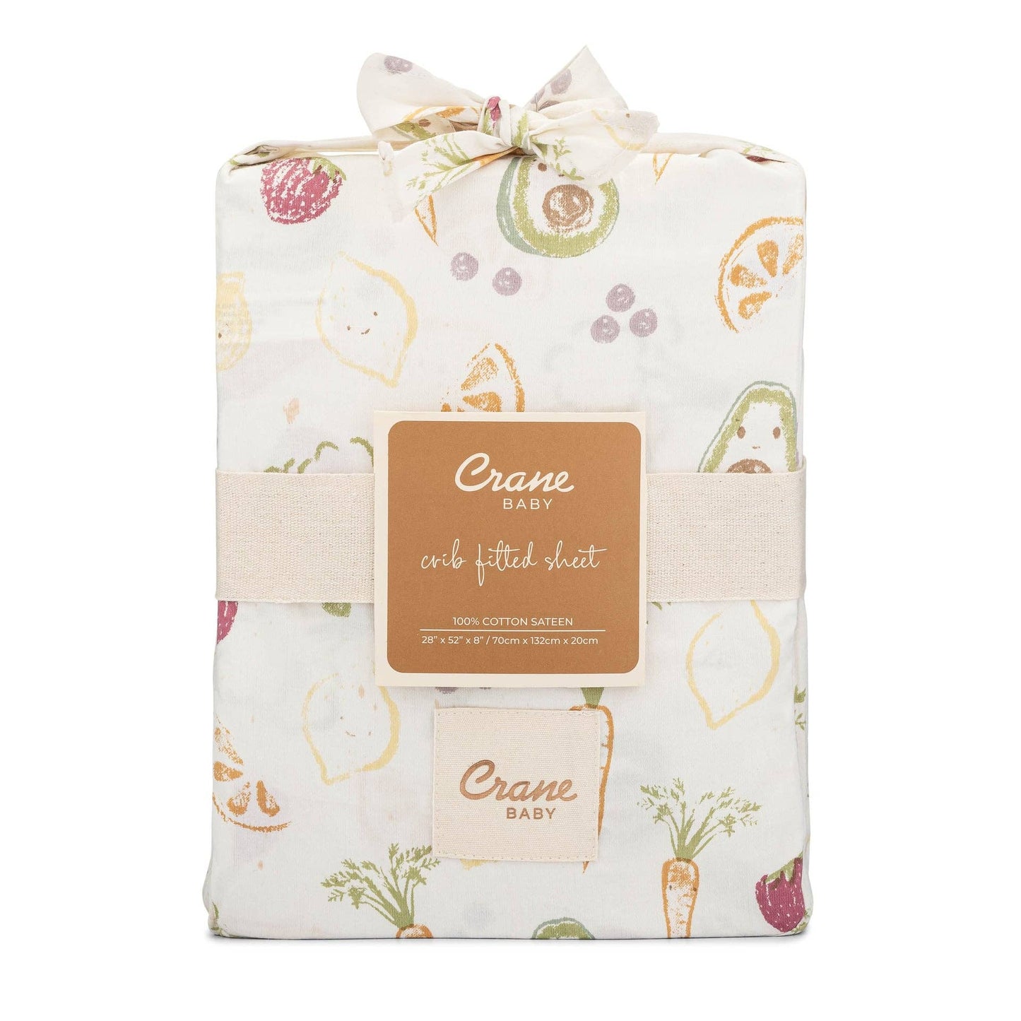 Crane Baby - Clementine Fruits & Veggies Cotton Fitted Crib Sheet