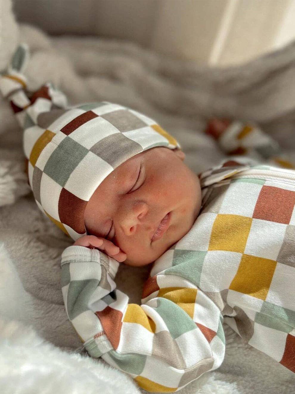 SIIX Collection - Cannoli Checkerboard / Organic Zip Footie (Baby - Kids)