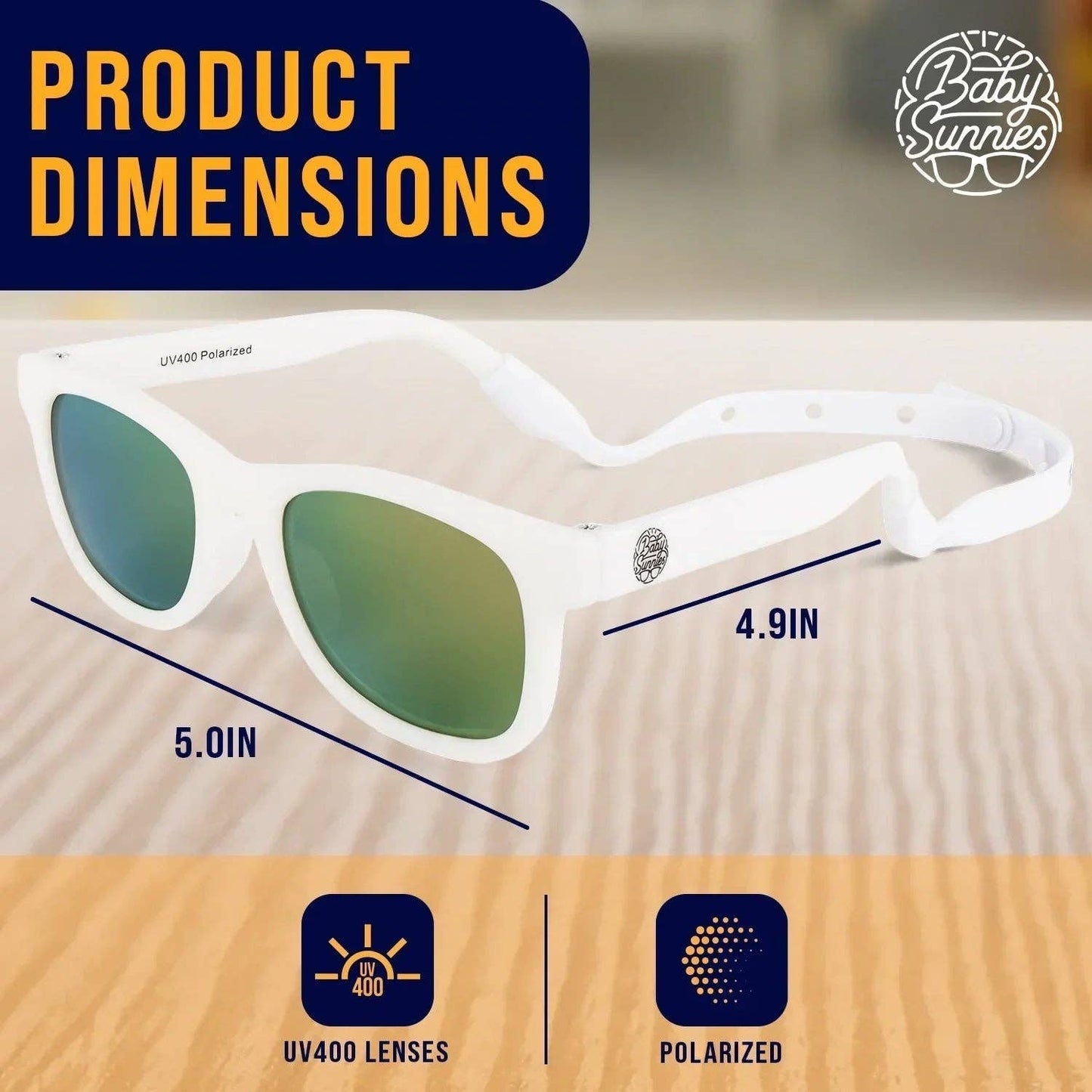 Baby Sunnies - White Polarized Baby Sunglasses with Strap 0-24 Months