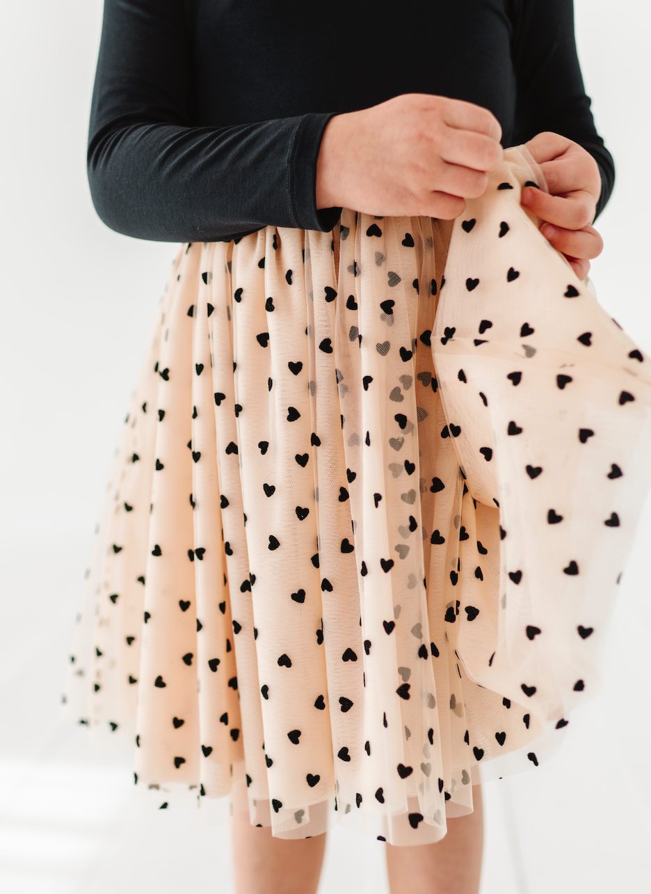 Bird & Bean® - Kids Velvet Heart Dress - Girls Tulle Holiday Dress - Margot