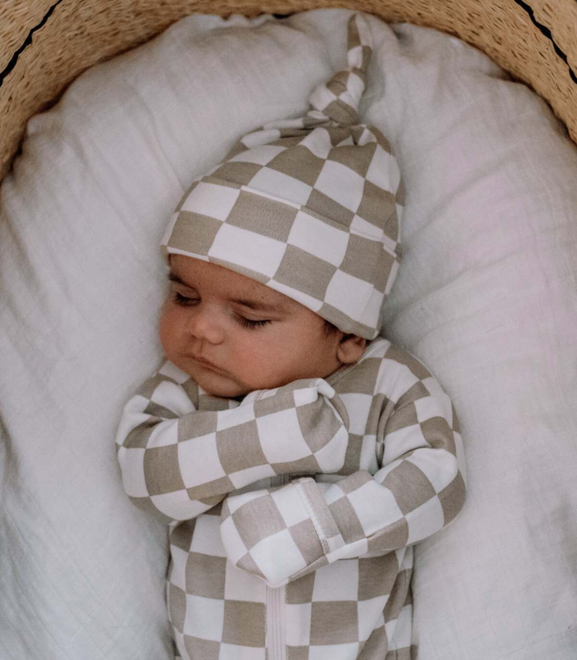 SIIX Collection - Tiramisu Checkerboard / Organic Zip Footie