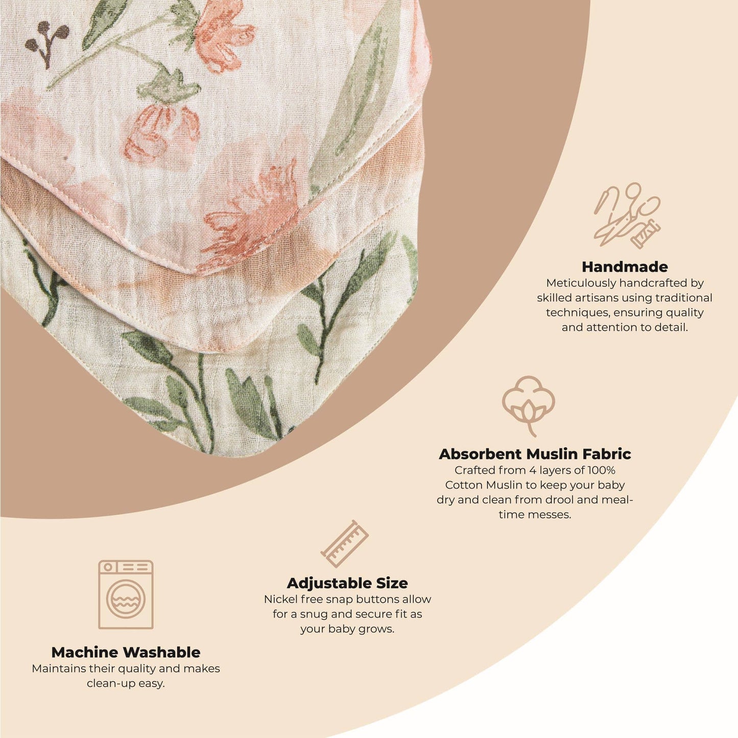 Crane Baby - Parker 3-Pc. Muslin Bib Set