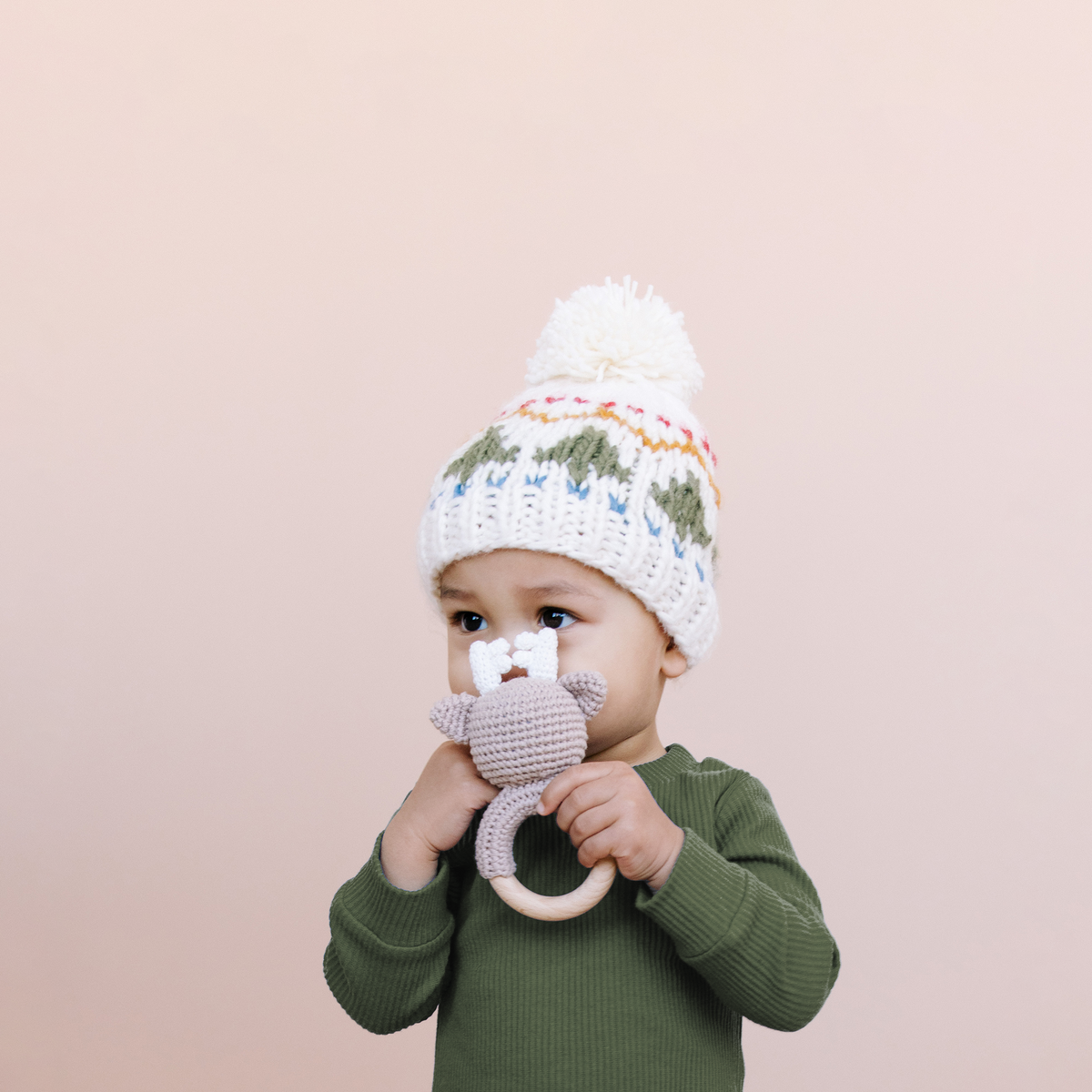 The Blueberry Hill - Teether Deer Crochet Cotton Rattle Baby Gift Christmas