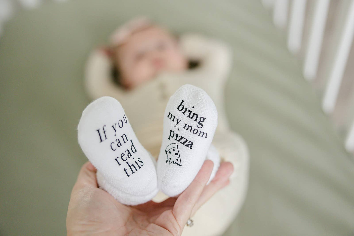 Dorothy’s Reason - Bring My Mom Pizza Baby Socks | Gender Neutral Baby Items