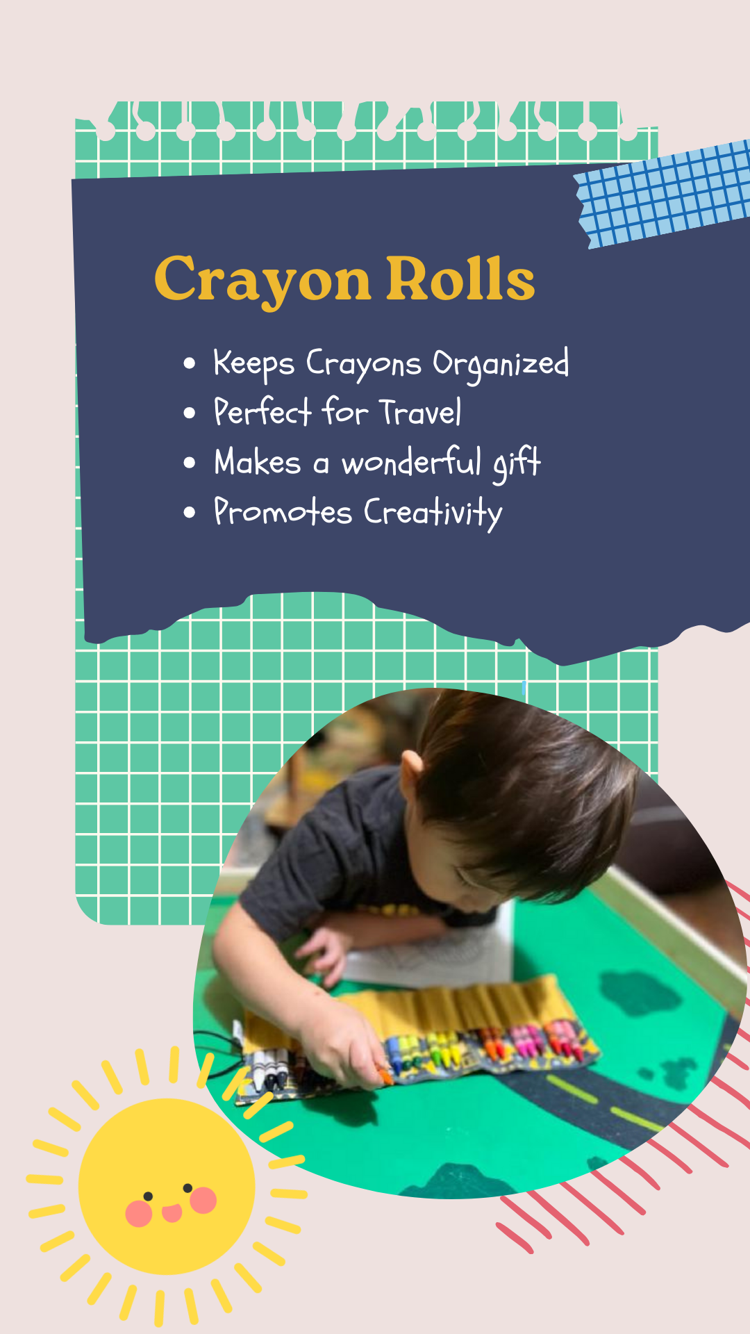 PaperFromHeaven - Puppy Crayon Roll – Handmade Dog Print Travel Art Kit