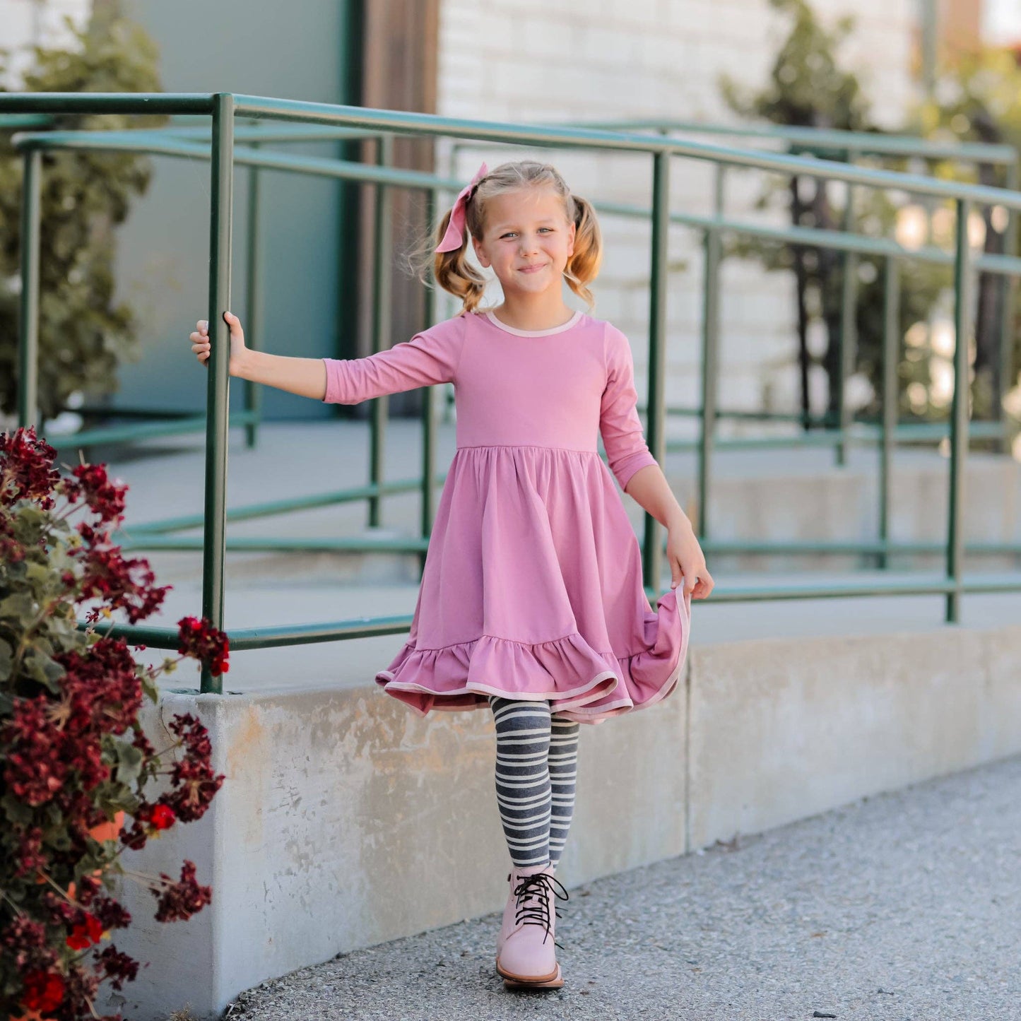 Little Stocking Co. - Charcoal Striped Knit Tights: 3-4 YEARS