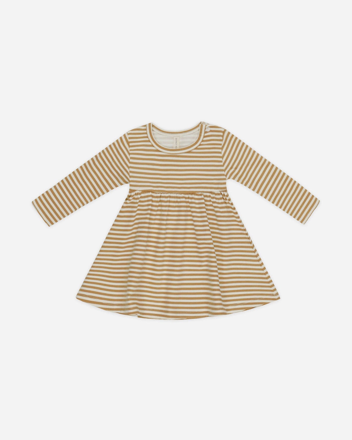 Quincy Mae - Long Sleeve Baby Dress || Honey Stripe
