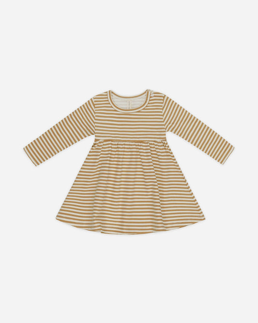 Quincy Mae - Long Sleeve Baby Dress || Honey Stripe