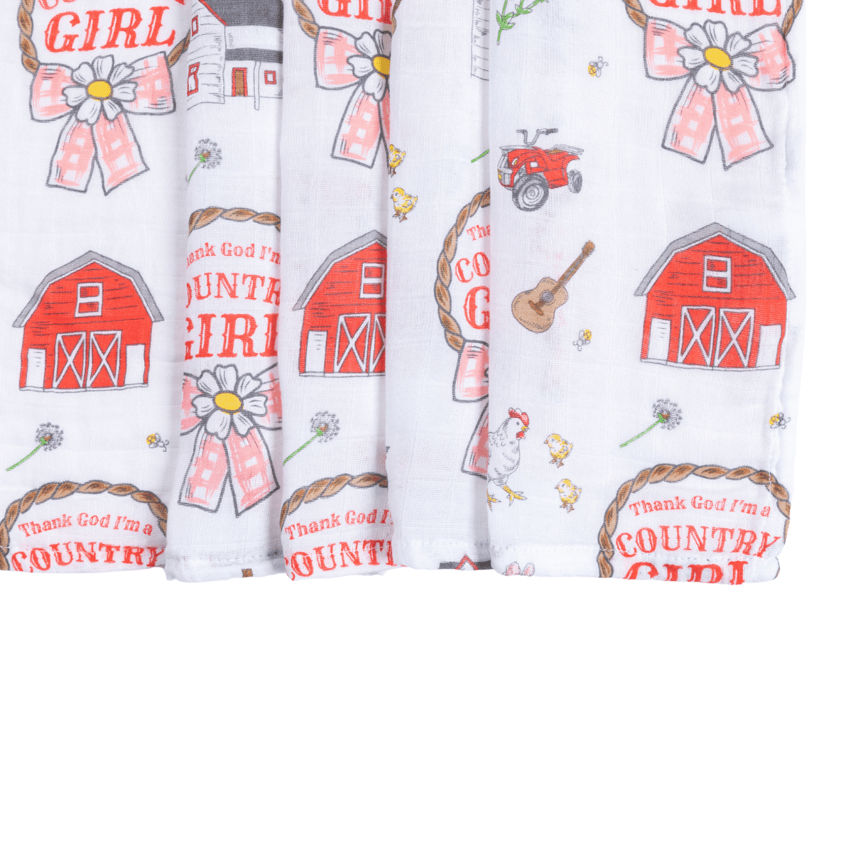 Little Hometown - Country Girl Muslin Swaddle Receiving Blanket Breathable and Lightweight