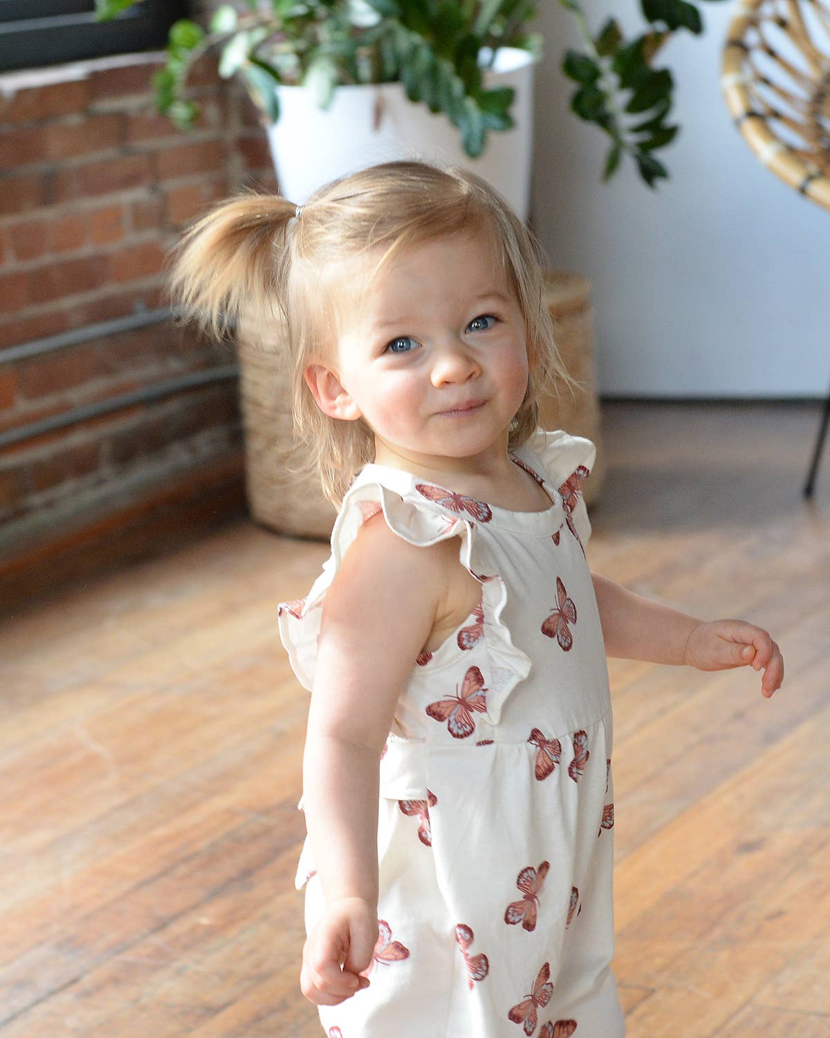 City Mouse Studio - Baby Spring Flutter Long Romper- Butterflies
