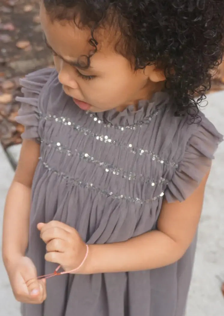 Le Petit Lapin - Scarlett | Organic Cotton Tulle Dress | Slate