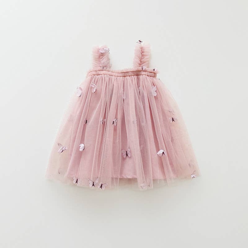Little Trendy - Children's heart print mesh dress summer butterfly dress