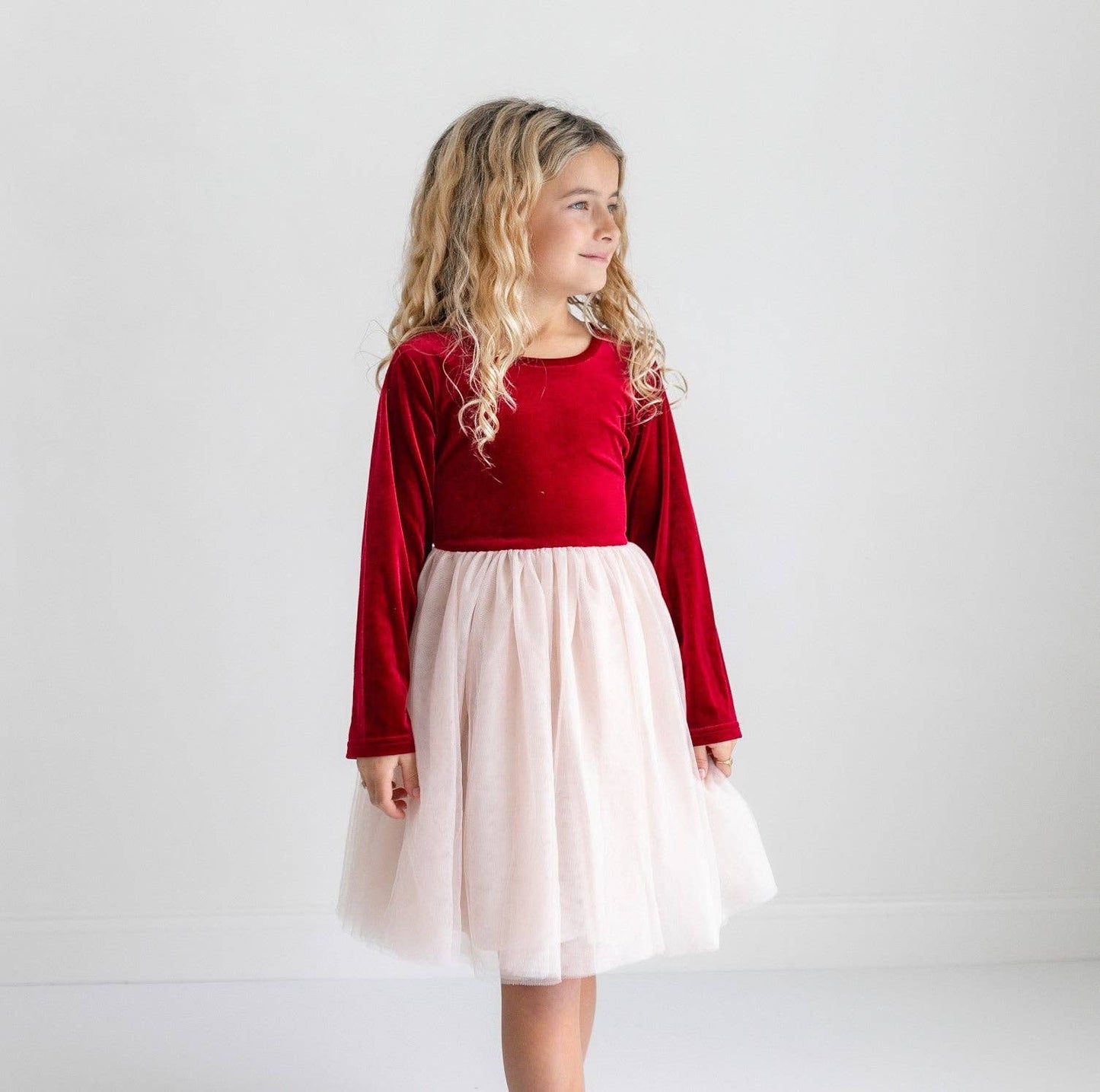 Oopsie Daisy - Girls Red Velvet Tulle Fancy Holiday Winter Party Dress