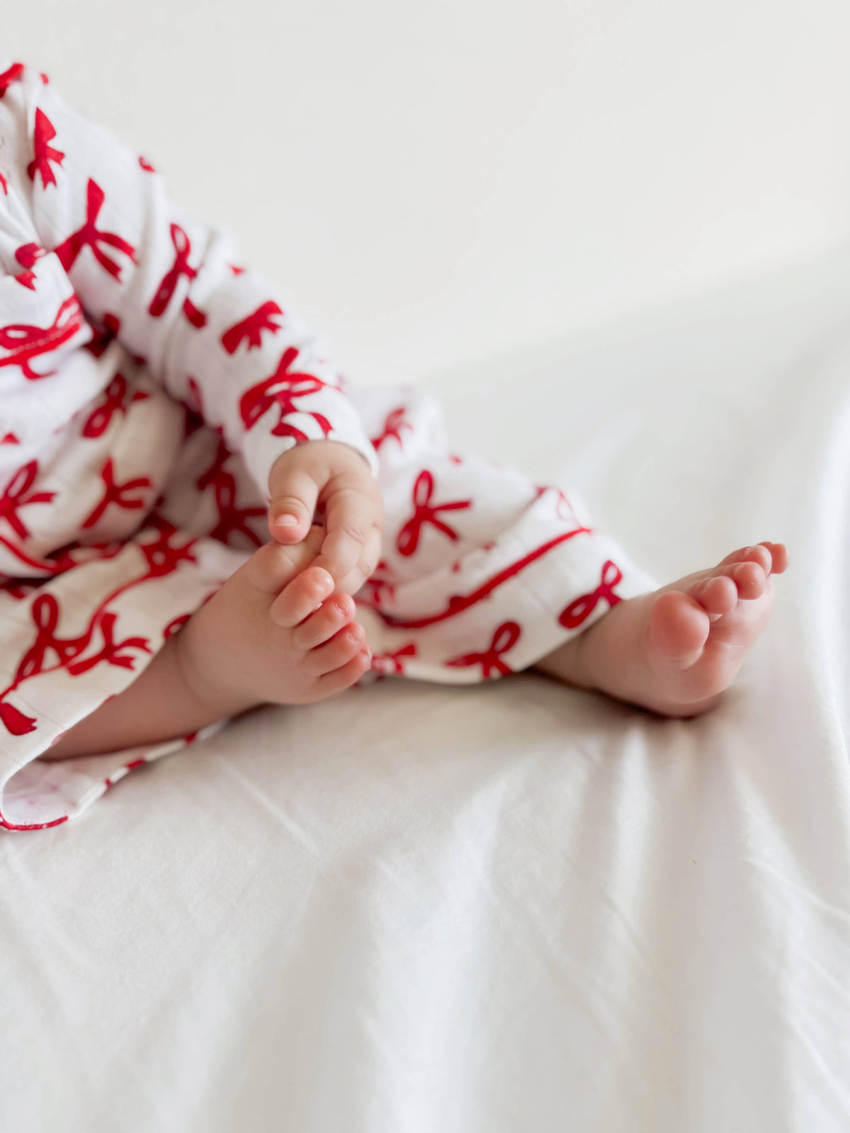 SIIX Collection - Red Bows / Organic Pointelle Lounge Set