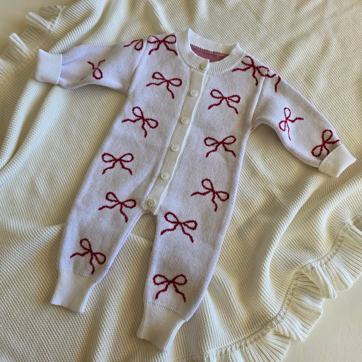 CG Lane Co - FULL LENGTH ROMPER - RED BOWS
