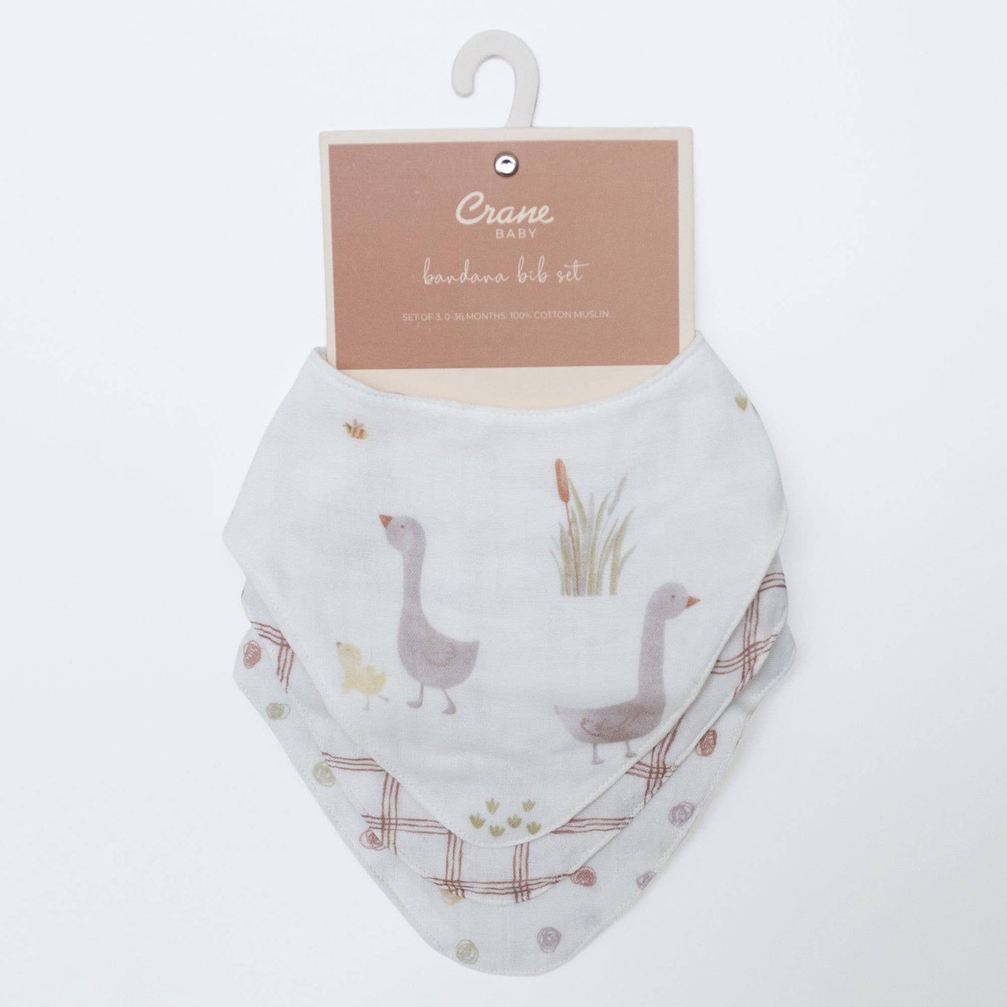 Crane Baby - Charlie 3-pc. Farmhouse Goose Bib Set