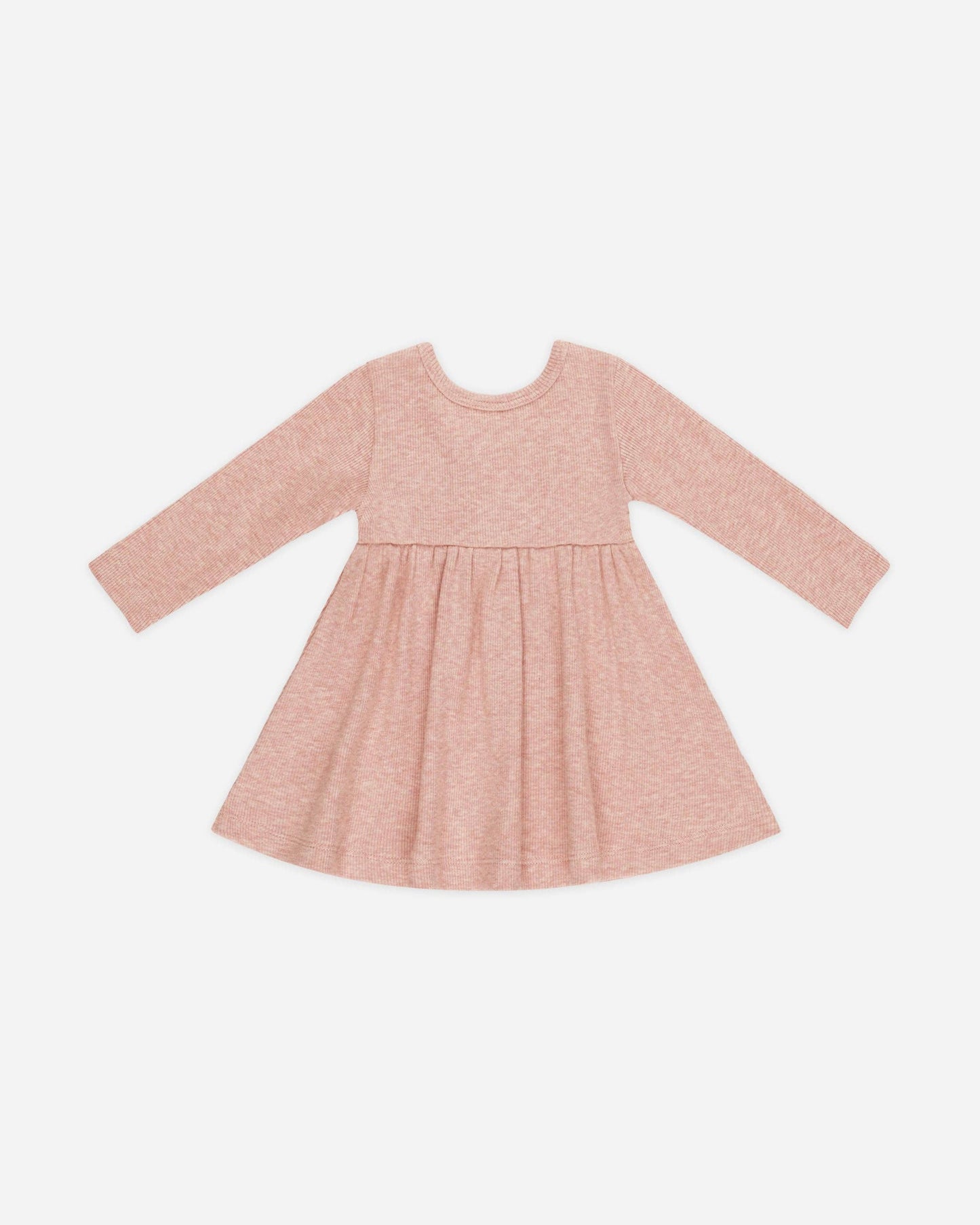 Quincy Mae - Ribbed Long Sleeve Dress || Rose