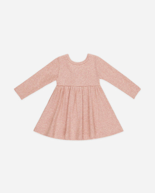 Quincy Mae - Ribbed Long Sleeve Dress || Rose
