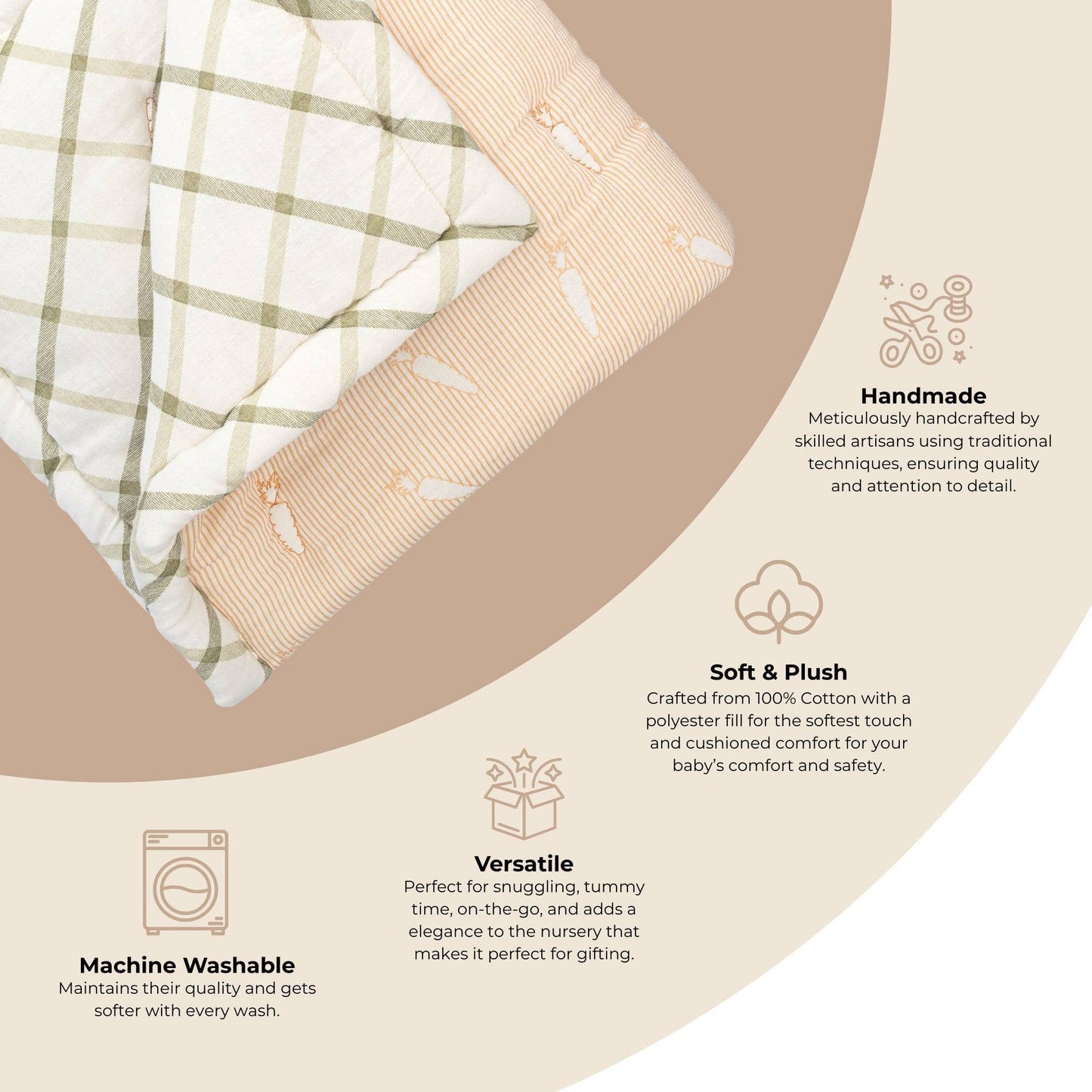 Crane Baby - Clementine Fruits & Veggies Cotton Quilted Blanket