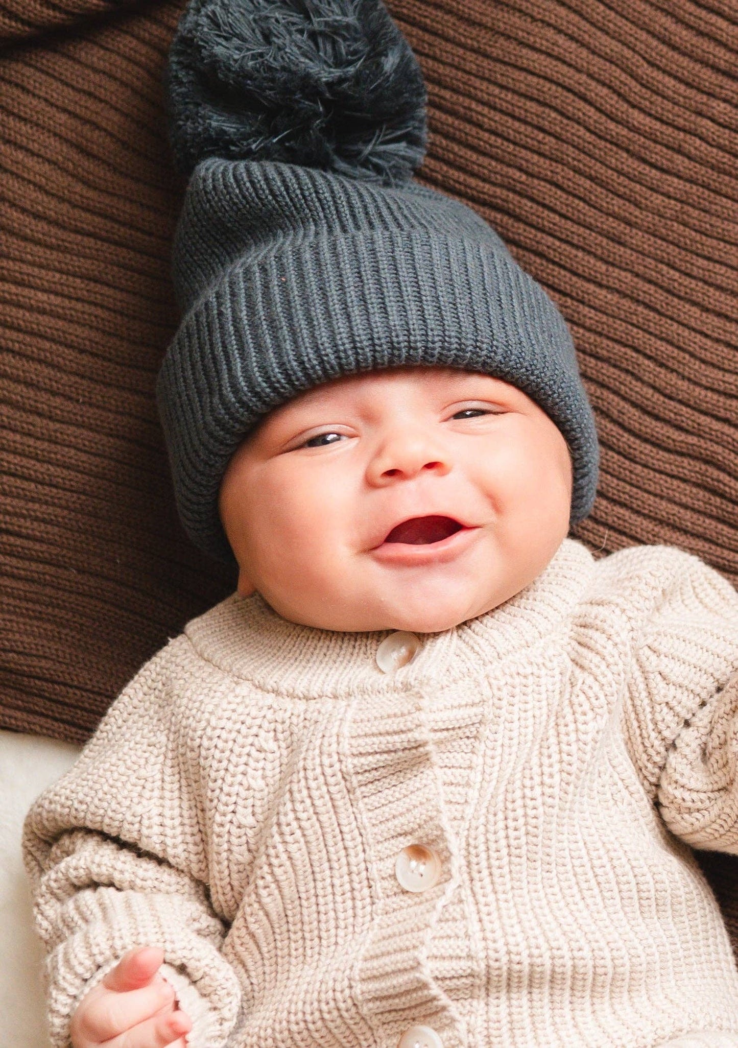 Pine Kids - Knit Pom Hat - Stormy 0-6m