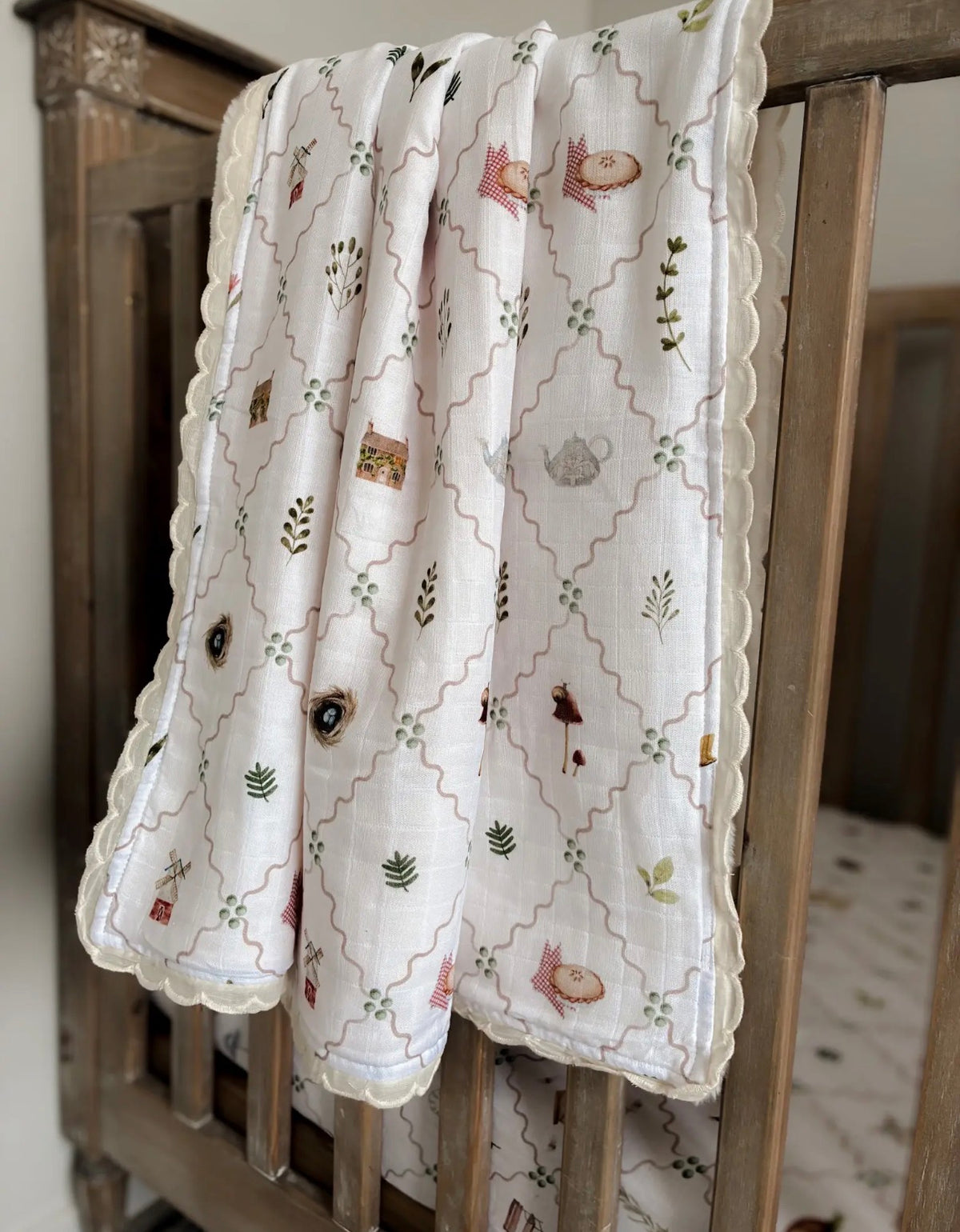 Pop Ya Tot - Cottage Picnic Fur Lined Cot Blanket