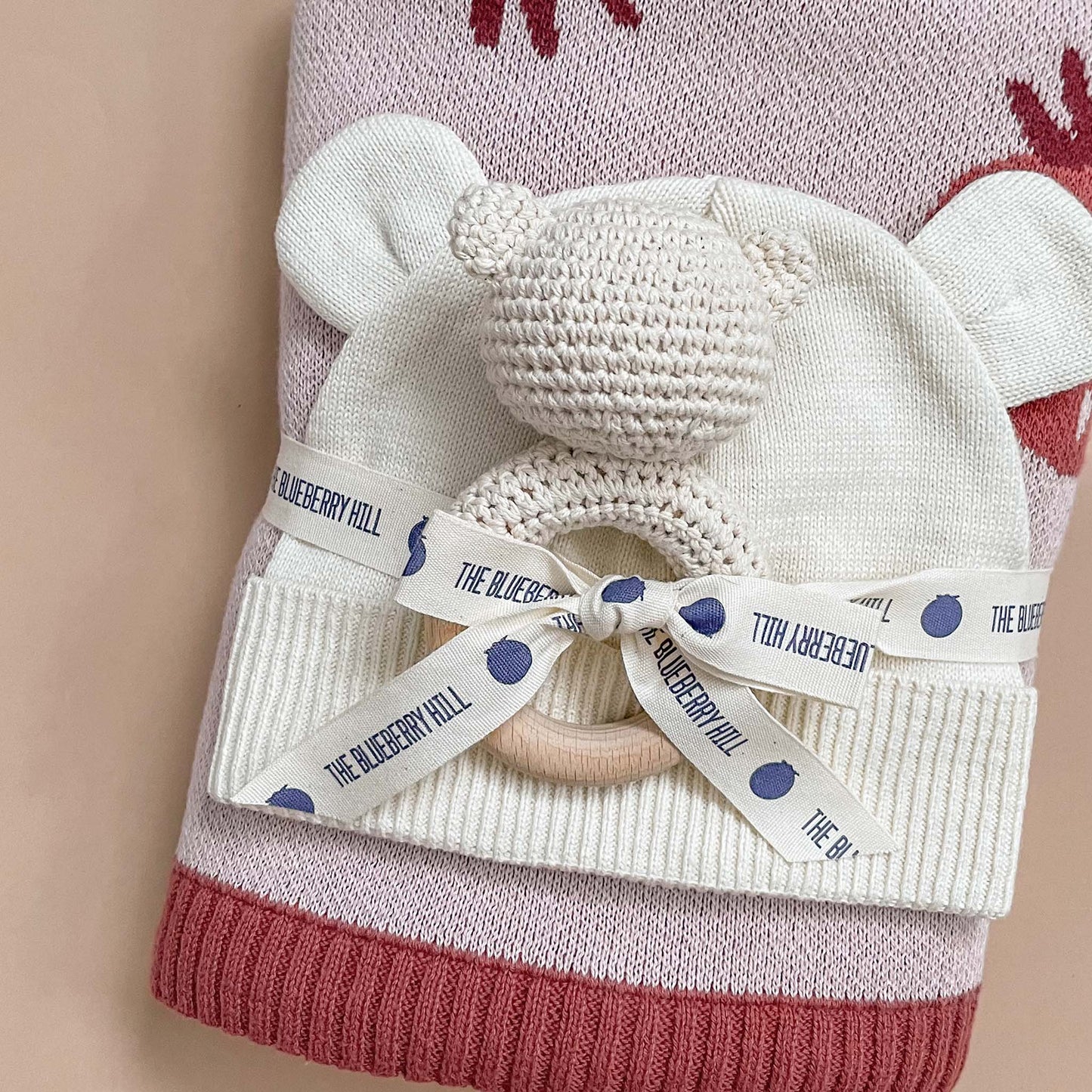 The Blueberry Hill - Teether Bear Cotton Rattle Baby Newborn Gift Toy