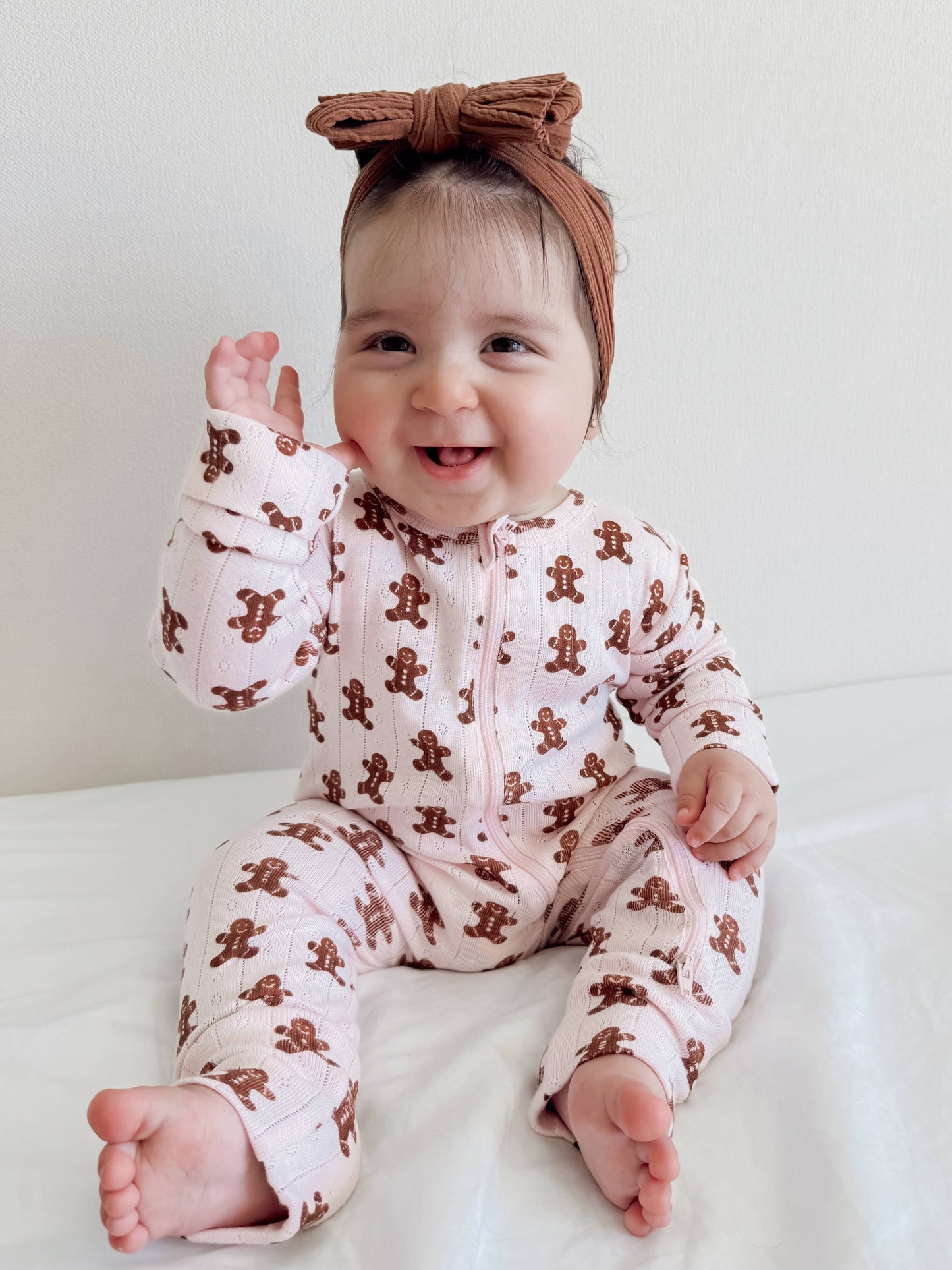 SIIX Collection - Blush Gingerbread / Organic Pointelle 2-Way Zip Romper