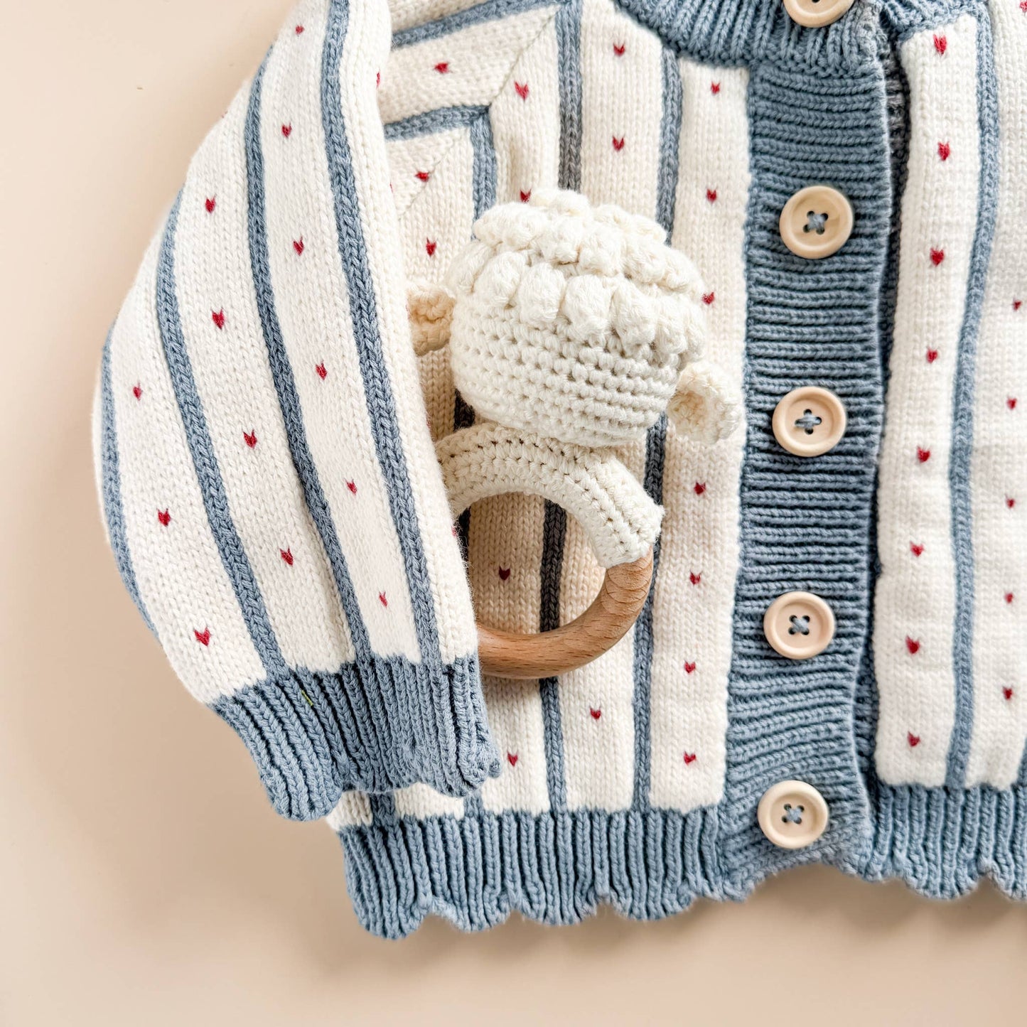 The Blueberry Hill - Teether Lamb Baby Newborn Rattle Gift Toy Sheep Farm