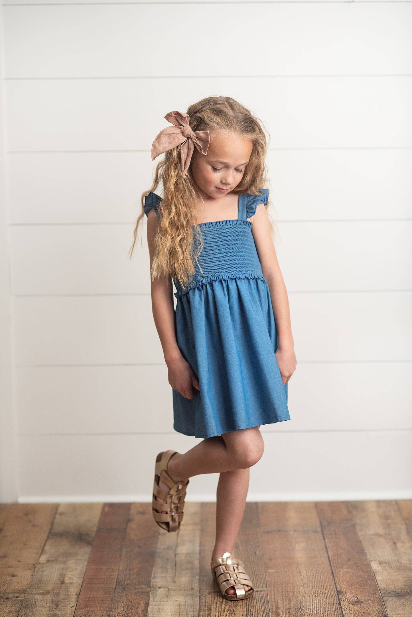 Adorable Sweetness - Girls Blue Shirred Ruffle Spring Summer