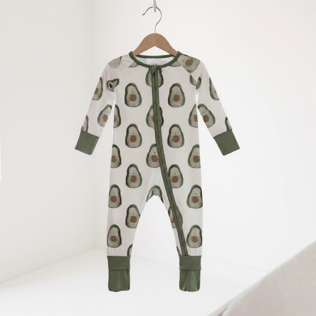 Tiny toes Baby Co - Avocado Bamboo Zipper Romper