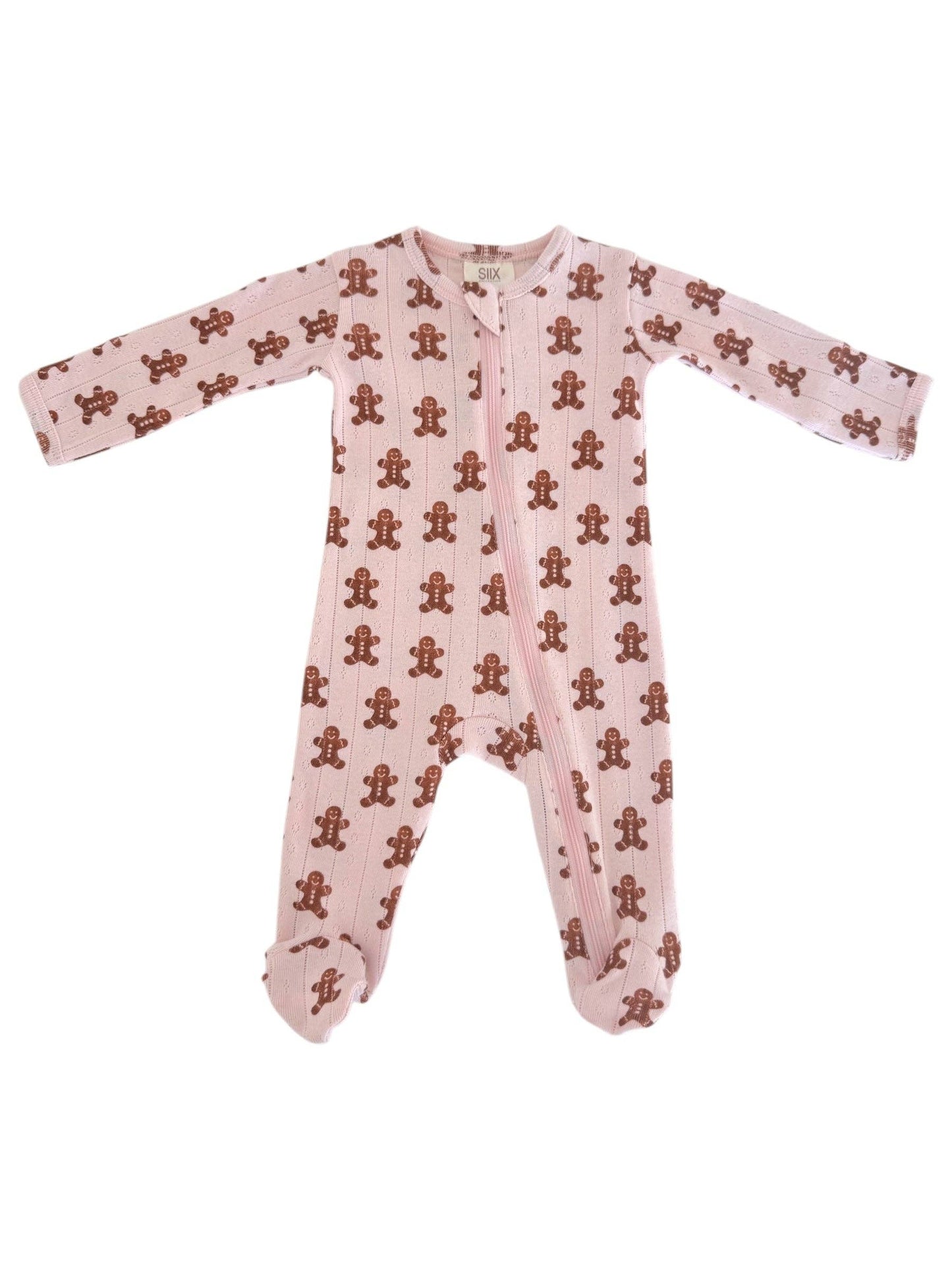 SIIX Collection - Blush Gingerbread / Organic Pointelle 2-Way Zip Footie