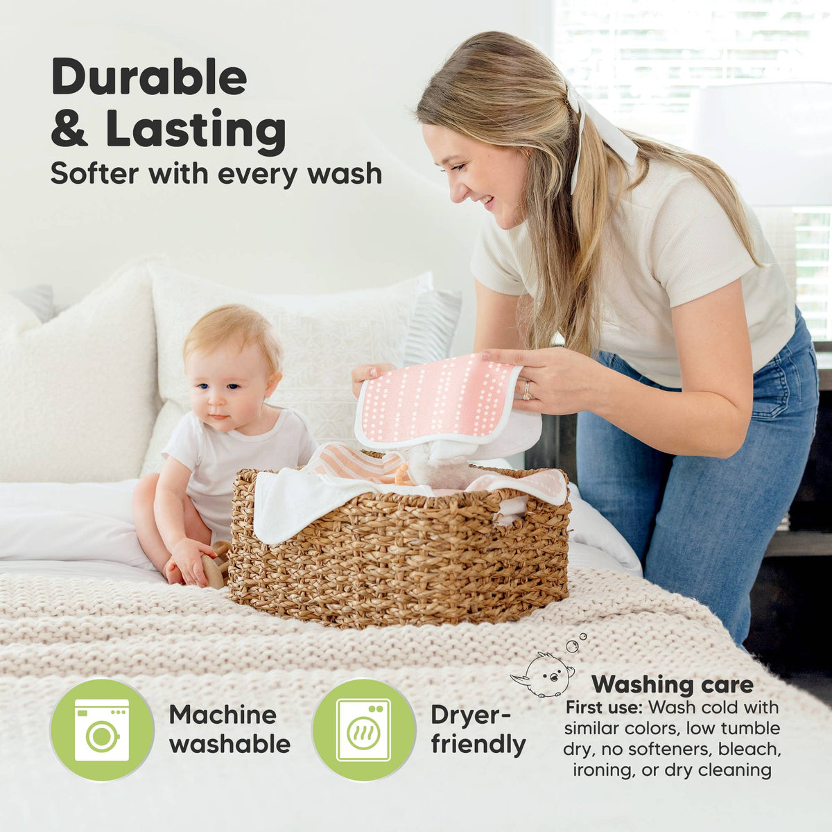 KeaBabies - 6-Pack Organic Cami Baby Washcloths for Face & Bath Towels
