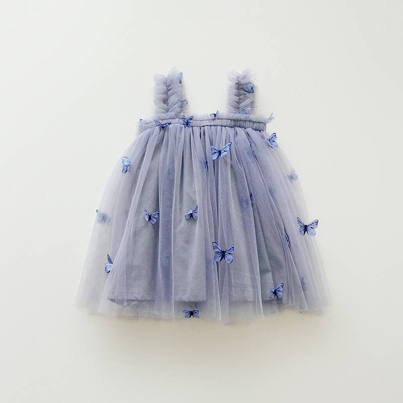 Little Trendy - Children's heart print mesh dress summer butterfly dress