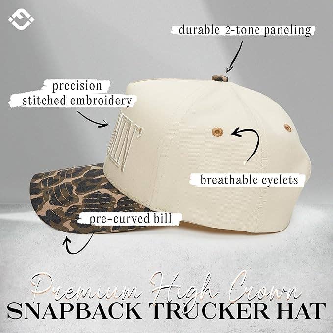 Funky Junque - Two Tone Embroidered Cap: Mommin - Leopard/Beige