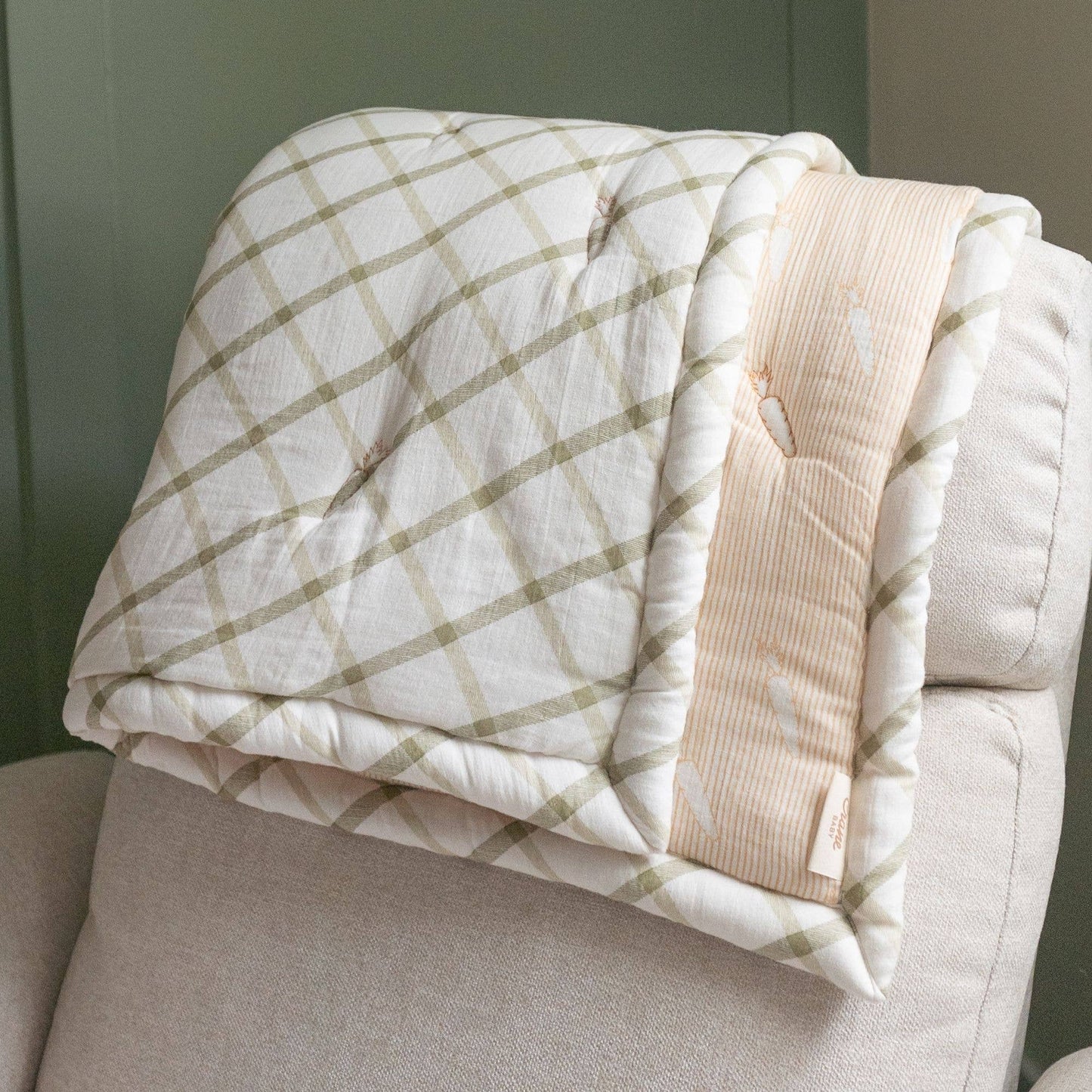 Crane Baby - Clementine Fruits & Veggies Cotton Quilted Blanket