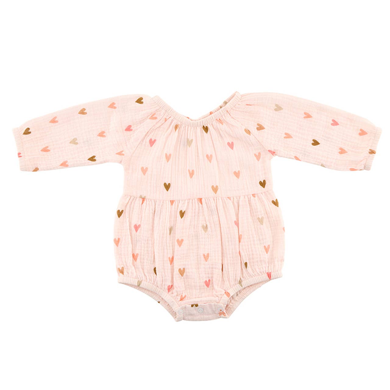 Stephan Baby by Creative Brands - Long Sleeve Muslin Romper - Hearts