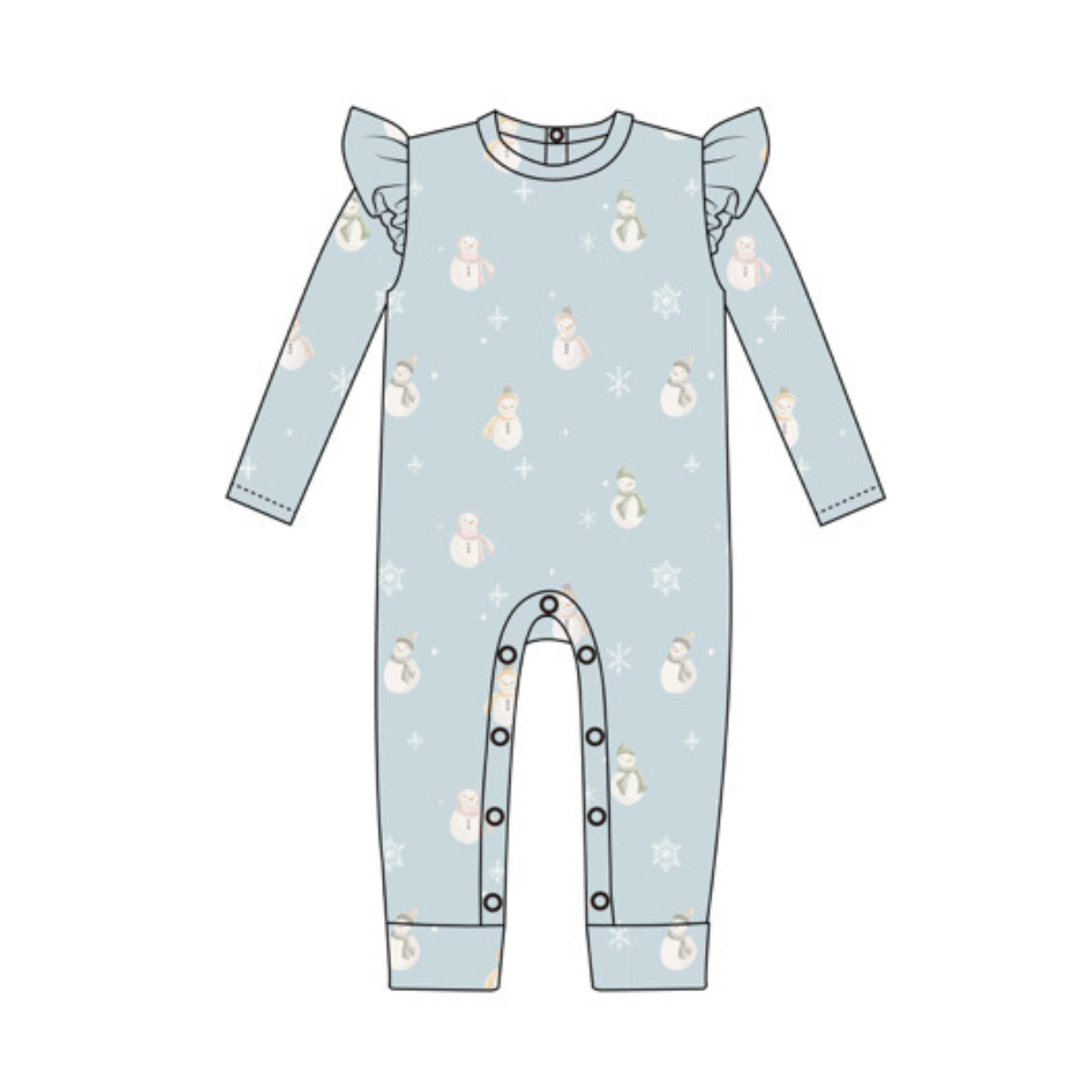 Emi Lei - Bamboo Long Sleeve Ruffle Sleeper| Snowman