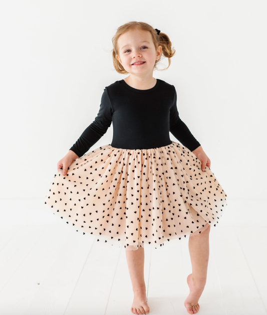 Bird & Bean® - Kids Velvet Heart Dress - Girls Tulle Holiday Dress - Margot