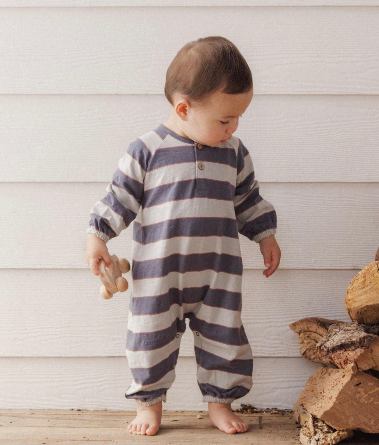 Rylee + Cru - Henley Jumpsuit - Sage Stripe