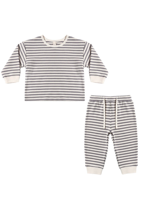 Quincy Mae - Cozy Set - Slate Stripe