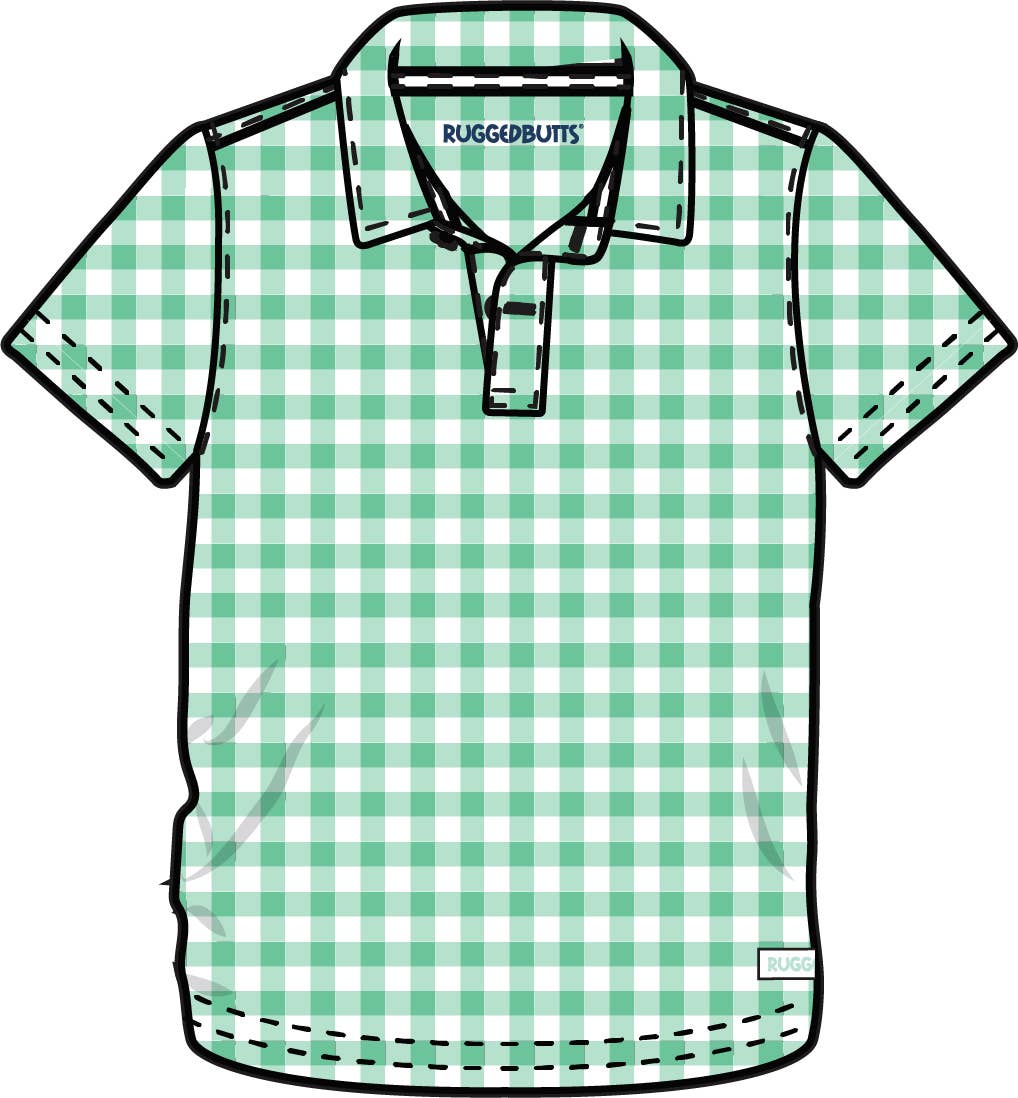 RuffleButts + RuggedButts - Boys Classic Spring Bud Gingham Knit Short Sleeve Performance Polo