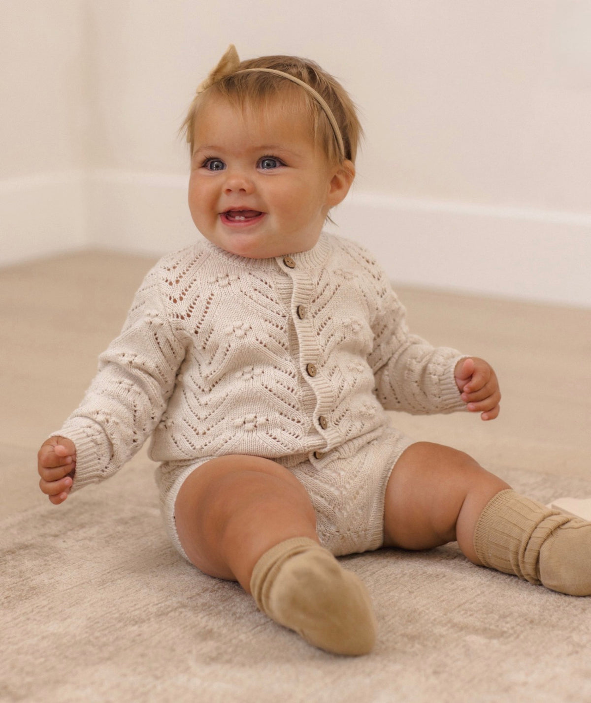 Quincy Mae - Knit Cardigan- Heathered Oatmeal
