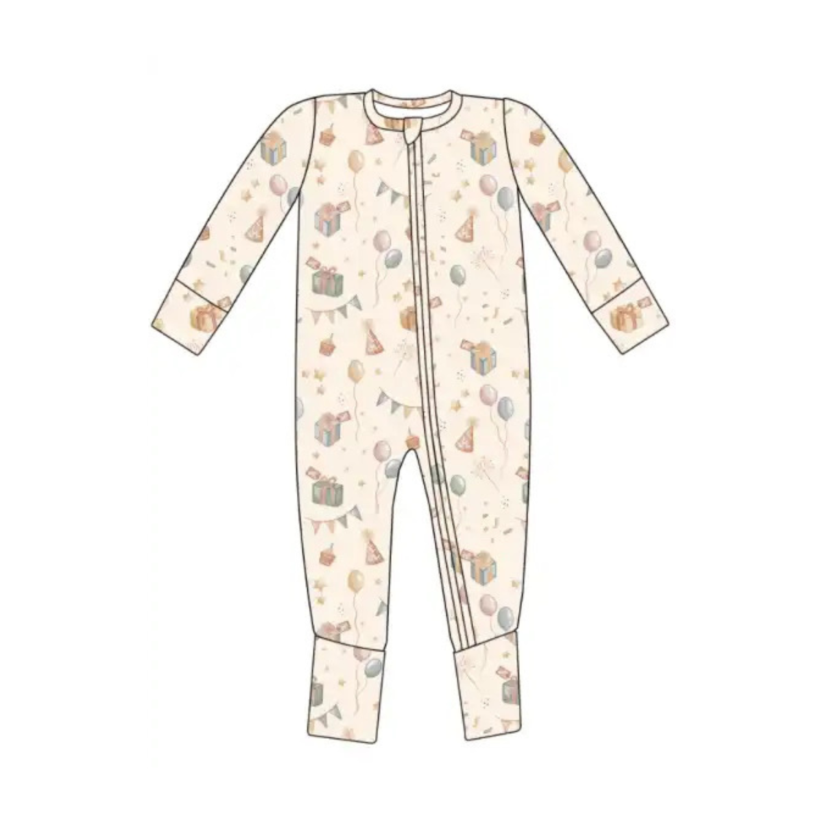 Emi Lei - Birthday Bamboo Convertible Footie Pajama - Party Time