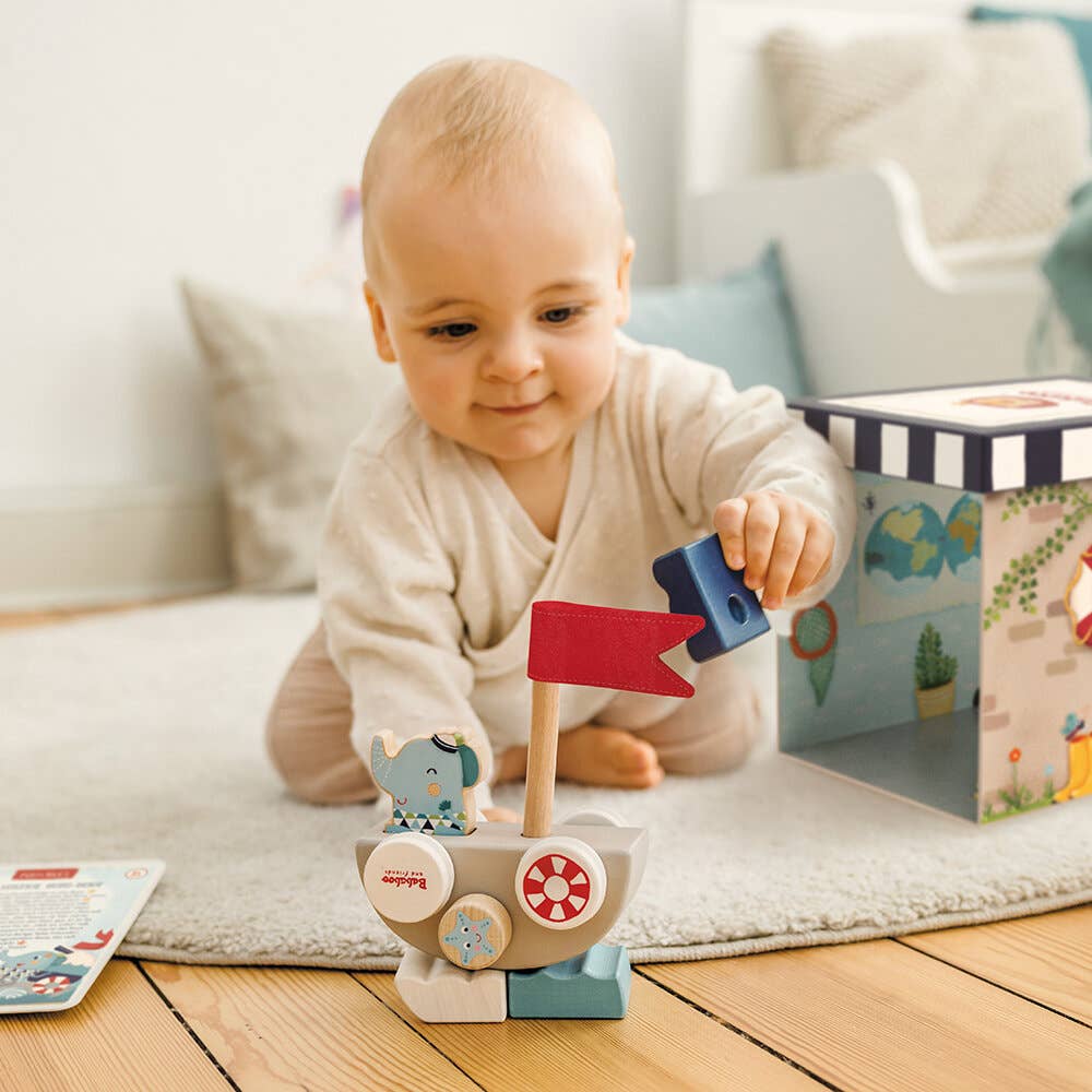 Bababoo and friends® - Lolo's Funny Autoboat 2-in-1 Stacking Game [12+ Months]