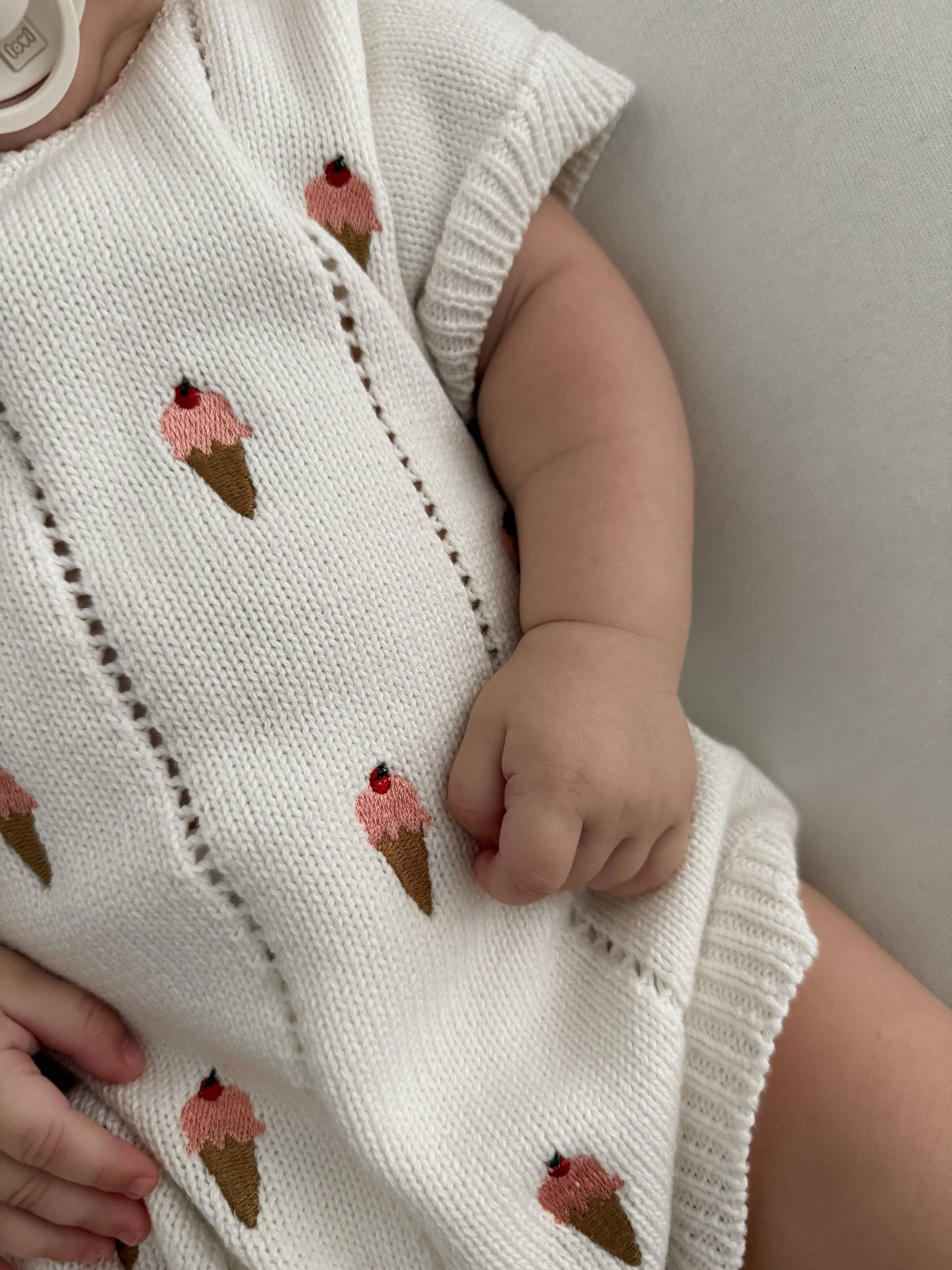 Luna + Luca - Ice Cream Embroidered Romper