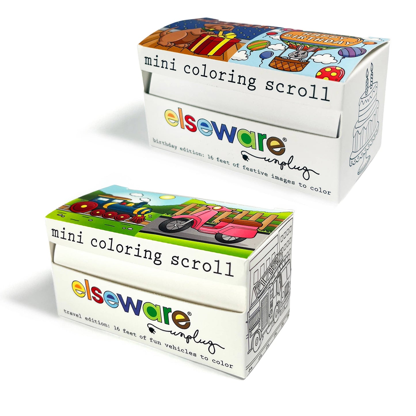 elseware unplug - Mini Coloring Scrolls - 12ct Two Themes - 16ft w/Adhesive  