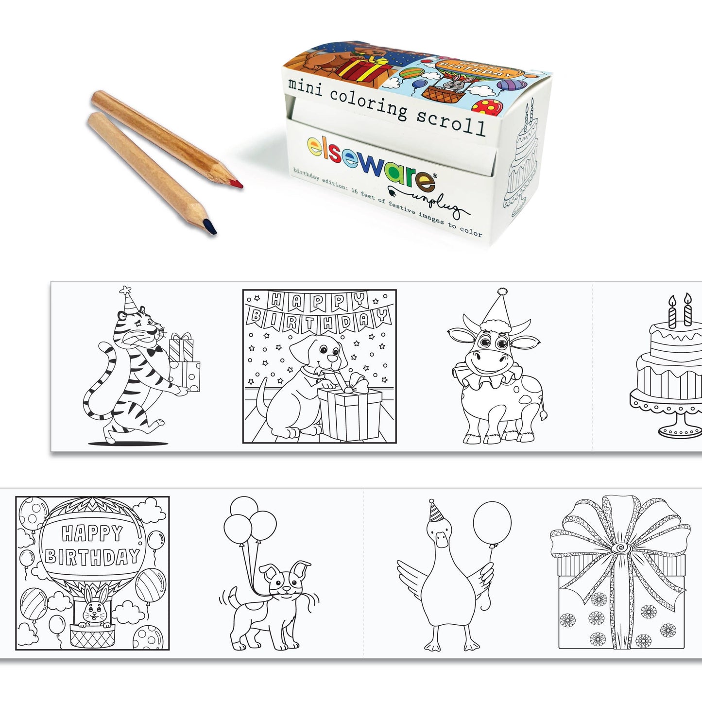 elseware unplug - Mini Coloring Scrolls - 12ct Two Themes - 16ft w/Adhesive  