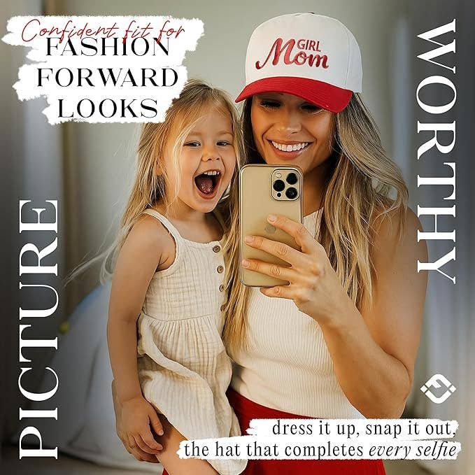 Funky Junque - Two Tone Cap - Girl Mom - Red/Beige